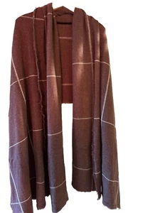 Naked Cashmere Scarf/Stole Dark Red/beige Screen Pattern Oversized Shawl - Picture 1 of 5