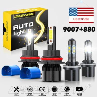 For Chevy Cavalier 2000-2005 4X 9007+880 LED Headlight Hi/Lo+Fog Lights Bulbs - Image 1 of 4