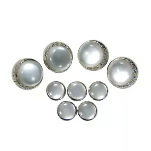 Pearlized Round Sewing Buttons Silver Tone Gloss Metal Shank Loop Back 10mm 17mm - Bild 1 von 2