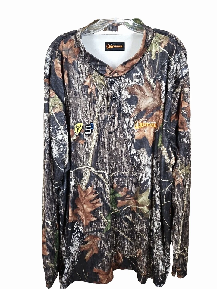 TEAM WHITETAIL SCENTINHIBITOR Break Up CAMOUFLAGE HUNTING HENLEY SHIRT 3XL  XXXL - Image 1 of 4