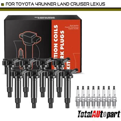 Bobina de encendido de 8 piezas y bujía de iridio para Toyota Tundra 2000-2009 4Runner Foto 1 de 4