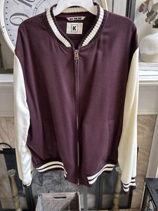 KITON KIRED men's cashmere bomber jacket plum & off white - EU 58 / US XXL 2XL - Picture 1 of 12