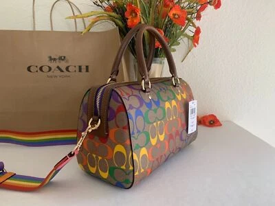 Coach CA615 Rowan Satchel Rainbow Signature Canvas Signature Canvas&Leather - Image 1 of 3