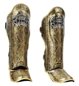 Espinilleras Topking Boxeo MMA Muay Thai Cuero Super Serpiente Hecho en TH Talla S-XL - Imagen 1 de 15