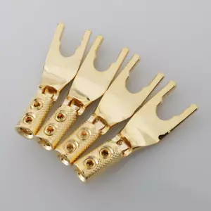 Copper Gold Plated Audiophile Copper Y Spade Plug Speaker Cable Fork Connector - Picture 1 of 9