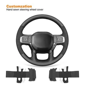 White Mesh Alcanatra Leather Steering Wheel Cover for Dodge RAM 1500 2019-2023 - Picture 1 of 12