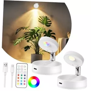 Wiederaufladbarer LED Strahler für Innen, kabelloser RGB Spot Licht mit 2er Pack - Bild 1 von 8