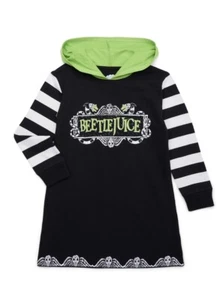 Beetlejuice Girls Shirt Dress Halloween Costume Hoodie 4-10 Cosplay Beetle Juice - Picture 1 of 8