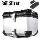 36L Motorcycle Top Box with Backrest Pad Silver Al Alloy Tail Carrier Trunk Case