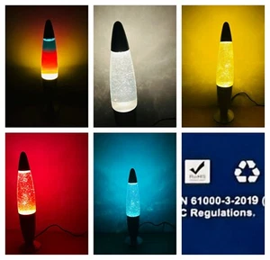 Glitter Lava Lamp 16 inch funky rocket Free Flowing Rainbow Gold Silver BS-EN CE - Picture 1 of 71