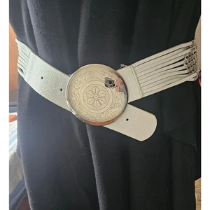 Neu mit Etikett Chico's Monte Carlo lässiger Gürtel, weißes Leder mit Silber, Gr. M - Bild 1 von 10