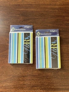 NEW Lot 2 DesignWare Party Invitations 16 Cards + Envelopes | Retro Striped USA - Picture 1 of 5