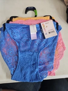 NWT Womens Joyspun Lace Floral 3 Pack String Bikini Panties XS 0/2 Feminine - Picture 1 of 2