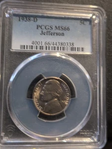 1938-D 5C Jefferson Nickel PCGS MS66   - Bild 1 von 3