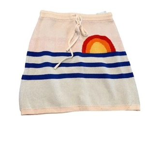Women's XL Multicolor Striped Mini Skirt with Drawstring Elastic Waist - Picture 1 of 7