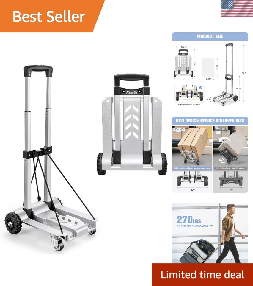 Carro utilitario plegable de aluminio Dolly 270LBS con 4 ruedas para Lugg... Foto 1 de 4