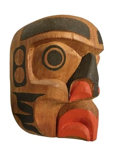 Vintage Alex Hunt Mask KWAKIUTL Native American Wren Carved Cedar Wood Signed - Picture 1 of 5