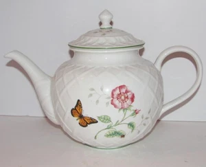 Lenox Butterfly Meadow Carved Teapot & Lid Louise Le Luyer Floral Bee Butterfly - Picture 1 of 10