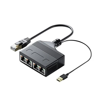 1 IN 4 OUT RJ45 Ethernet Cable LAN Network Internet Splitter Adapter 1:4 NEW - Image 1 of 4