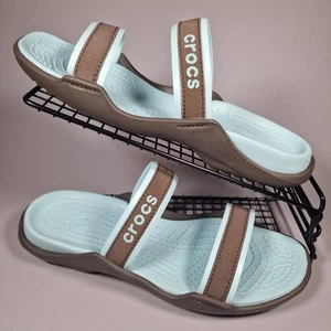 Crocs Patra Sandals Womens Size 8 Brown Turquoise Comfort Summer Holiday - Picture 1 of 18