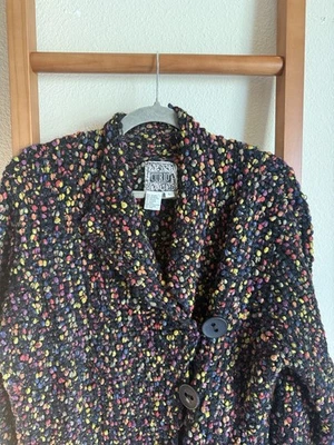 VNTG CURIO Asymmetrical multicolor knit cardigan with button detail alpaca blend - Image 1 of 4