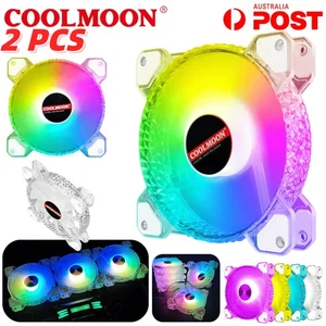 2PCS COOLMOON Computer Case Fan ARGB Async PWM Silent RGB Cooling Fan PC 120mm - Picture 1 of 19