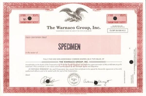 The Warnaco Group stock certificate specimen share - Picture 1 of 1