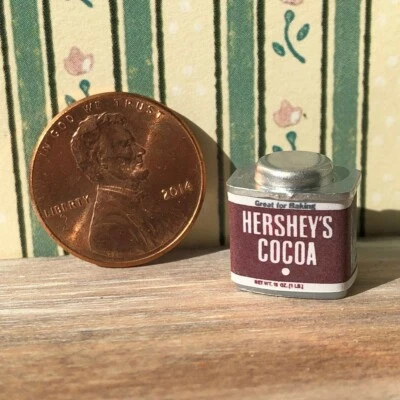 Dollhouse miniatures Food 1:12 Vintage label Baking Cocoa Chocolate Powder NEW - Image 1 of 2