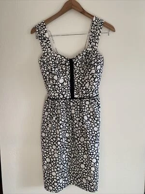 Vestido Vaina CLUB MONACO Mujer Seda Elegante Blanco Negro Punto Sweetheart Talla 0 Foto 1 de 4