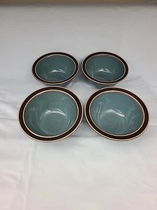 Blue Finn by Mikasa Soup/Cereal Bowls Set Of 4 Gourmet Basics Brown Rim New - Picture 1 of 7