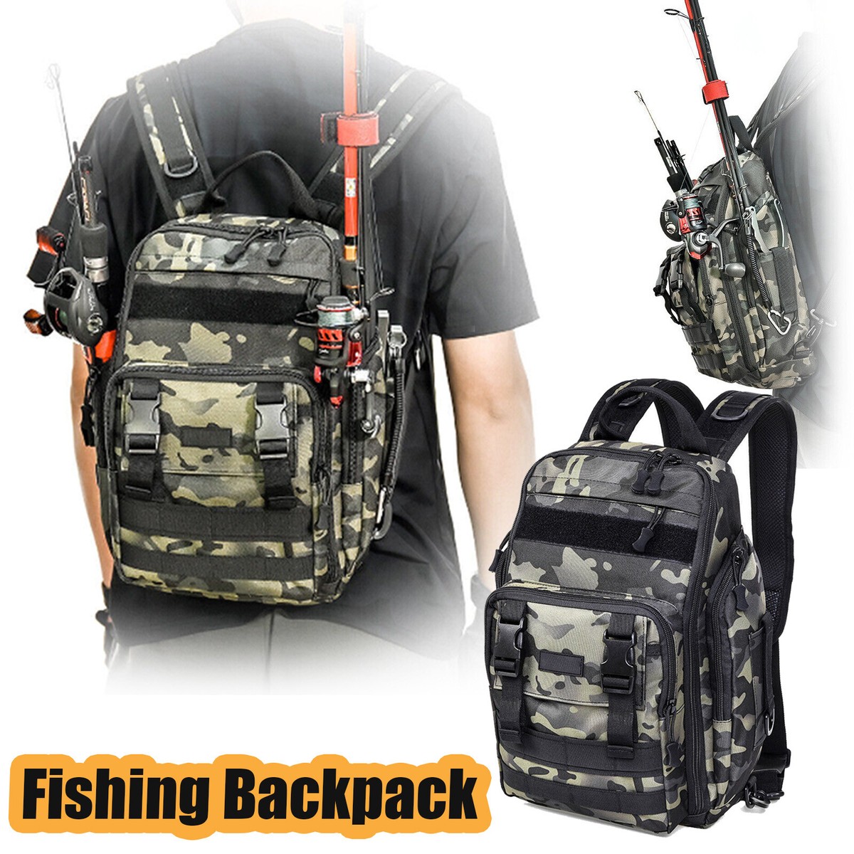 Backpack Molle Fishing Rod Holder Fishing Tackle Box