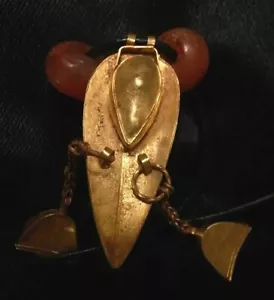 Ancient gold and banded agate pendant Greek Phoenician or Sassanian i mil BC AD - Picture 1 of 8