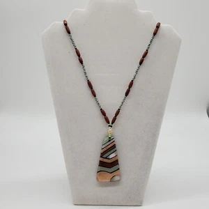 Beaded 12 Inch Necklace With 3 Inch Multicolor Acrylic Pendant - Picture 1 of 6