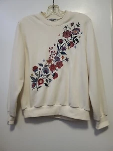 Alfred Dunner Vintage Embroidered Floral Sweatshirt Grandma Core Multicolor  PM - Picture 1 of 8