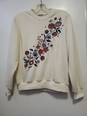 Alfred Dunner Vintage Embroidered Floral Sweatshirt Grandma Core Multicolor  PM - Image 1 of 4