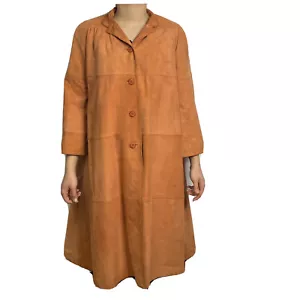 NORDSTROM WILLETT langer Lammfell Wildleder Damen Schaukelmantel Größe S Vintage - Bild 1 von 14
