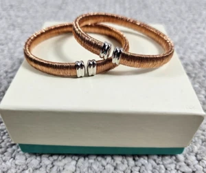 Lot 2 New QVC Sterling Silver Vicenza Rose Diamond Cut Wire Wrapped 8" Bracelets - Picture 1 of 7