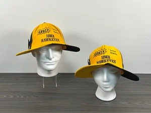 Pair of Crazy ‘Bout them Iowa Hawkeye Double Brim Hats w/ 1982 Peach Bowl Button - Picture 1 of 20