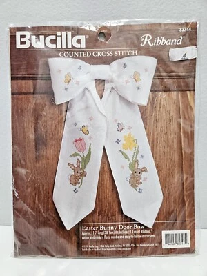 NUEVO Kit de punto de cruz contado arco de puerta Bucilla Easter Bunny (15” de largo) #83744 Foto 1 de 2