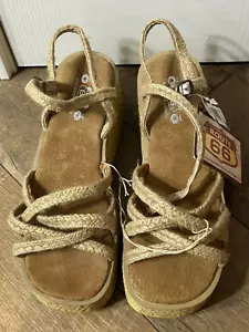 Vintage Y2K Platform Jute Sandals Shoes NWT Deadstock Size 8 Route 66 - Picture 1 of 3