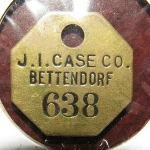 Very Old J.I. Case Tractor Co. Bettendorf, IA Tool Check Tag Token - Iowa - Picture 1 of 2