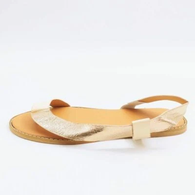 Womens Asymmetrical Slingback Sandals Beige Metallic EU 39 - Image 1 of 4