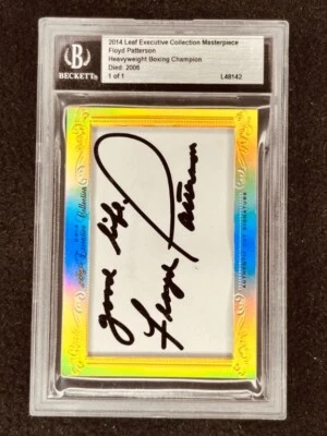 Floyd Patterson 2014 Leaf Masterpiece Cut Signature signed autographed 1/1 JSA - Image 1 of 2