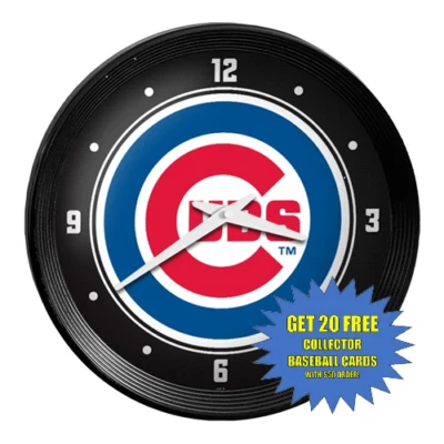 15" Chicago Cubs Ribbed Frame Wall Clock - Image 1 of 4