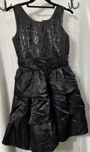 Chaps Girls Black Sequin Tiered Party Dress Sz 14 Holiday Christmas - Picture 1 of 3