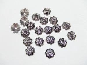 30pz coppette fiore 10x3mm  colore argento tibet - Foto 1 di 1