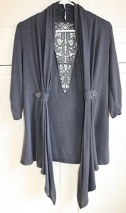 Almost Famous Gray Size Small Shrug Crochet Back detail Cinched Sleeves - Picture 1 of 4