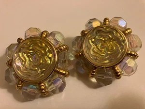 VINTAGE estate chunky cluster clip on earrings - Picture 1 of 3