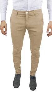 Cristiano Battistini Pantaloni uomo slim fit invernali beige eleganti in cotone - Foto 1 di 3
