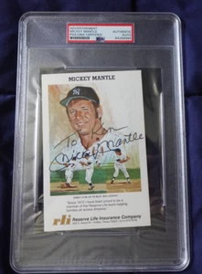 Mickey Mantle New York Yankees Baseball handsignierte Postkarte Foto PSA SLAB - Bild 1 von 3